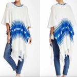 Wildfox Frida Traveler Fringe Oversized Blue White Sweater Poncho Size Small Photo 1