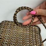 Vtg CEM Gold Metallic Woven Leather Crossbody Bag Full Zip Photo 8
