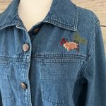 North Crest Vintage Denim Winter Embroidered Button Down Shirt Jacket Photo 1