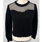 ZARA Long Sleeve Cropped Sweater Chunky Knit Black Size Medium Mesh Photo 0