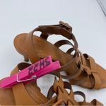 Ralph Lauren POLO RALPH‎ LAUREN Vachetta Leather Heeled Sandal In Cuoio brown size 7.5 office Photo 7