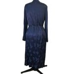 Vince  Midnight Blue floral brocade high neck Long Sleeve midi Dress Photo 3
