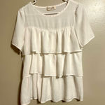 Impressions White Layered Top. Medium.  Photo 0