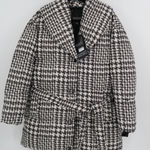 Badgley Mischka  Houndstooth Puffer Coat Jacket Women's M/M Black White Belted Photo 0