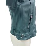 Wrangler VTG Liebeskind Berlin Green Leather Jacket Sz L Poly Lined Adjustable Waist Photo 3
