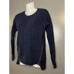 CAbi  Sweater Womens Small Navy Long Sleeve Cable Knit Side Zip Tunic Pullover Photo 2
