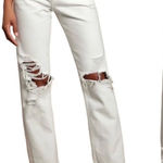 AGOLDE NWT  90s Mid Rise Loose Fit Distressed Denim Straight Jeans White Size 27 Photo 0