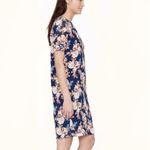 J.Crew Blue Floral 100% Silk Short Sleeve Keyhole Shift Dress Size 2 Photo 2