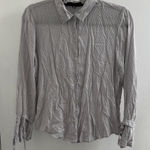 Jasmine & Juliana gray/white pinstriped women’s blouse medium Gray Photo 0