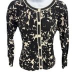 Ann Taylor LOFT Black White Floral Print Silk Cotton Button Front Cardigan S Photo 0