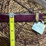 Etienne Aigner NWT  VTG 90s‎ Burgundy Croc-Embossed Leather Belt Gold Tone Detail Photo 10
