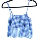 Unique Vintage NLT  Womens Retro Style Blue & White Gingham Crop Top S Photo 2