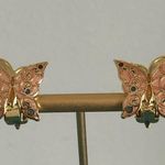 Vintage Cloisonne Enamal Butterfly Clip On Earrings with Pink and Gold Accents Photo 8