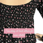 Daisy & Delilah Boho Black Floral Top Smocked Bodice Long Bell Sleeve Women’s M Size M Photo 7