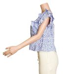 PINK CITY PRINTS Emilee Top, Cornflower Dahlia, Medium Blue Photo 5