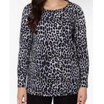 Mario Serrani Italy Gray Black Leopard Print Long Sleeve Stretchy Blouse Sz XXL Photo 0