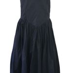 Vintage 80s Illustrations Black Strapless Sweetheart Basque Waist Midi Dress Size 10 Photo 0