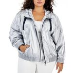 Tommy Hilfiger Metallic Silver Shine Jacket Windbreaker XL Photo 2