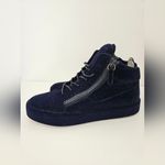 Giuseppe Zanotti  Birel Vague Nero Mid Rise Sneakers Blue Velvet Size 38 Photo 2