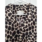 Cara Cara V Neck Blouse animal print cuff ties brown tan small Photo 6