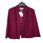 Kasper  Womens Petite Stretch Crepe Shawl-Collar Open-Front Burgundy Blazer 10P Photo 0