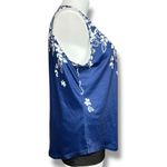 Boutique Womens Tank Top Shirt Floral Print Sleeveless Pullover Blue White 2XL Photo 1