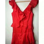 Seed Heritage Print Frills linen Blend Dress Red Size 10 Photo 1
