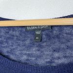 Eileen Fisher  Women 100% Organic Linen Blue/Wht Short Sleeve Striped Top Sz XL Photo 2