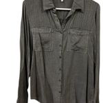 Maurice's Soft Gray Button Up Long Sleeve Pleated Shirt Double Pocket Medium Photo 3