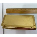 Tory Burch Gold Metallic Structured Clutch With Velvet Lining & Brass Details 2s Photo 4