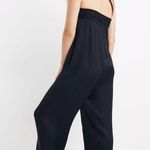 Madewell NWT Petite Black Satin Tie Front Strapless Jumpsuit Sz 8P Photo 2