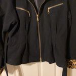 Vintage Braetan leopard animal print black wool fitted tie coat, size large Photo 5