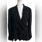 Greylin Graylin Black Crepe Two Button Peplum Blazer with Striped Lining - Size large Photo 5