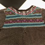 Anthropologie  Guinevere Cardigan Fair Isle Knit Sweater Capelet Brown Rainbow L Photo 7