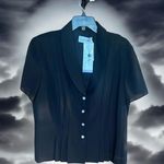 Danny & Nicole  Black Women's Top sheer Lined button down BNWT Photo 0