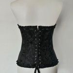 Black Satin Jacquard Lace Up Back Corset Size XL Photo 4