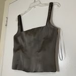ZARA NEW!  grey satin square neck bustier cropped sleeveless top size US Medium Photo 1
