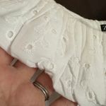 ZARA | White Eyelet Ruffle Neck Smocked Back Crop Top | Size Small Photo 4