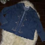 Two Twenty Collection denim open cardigan silver gold studded details sz 3XL Blue Photo 0