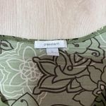 Dress Barn Y2K Women Boho Green Floral Print 3/4 Sleeve V-Neck Top Size L Photo 3