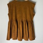 THML  Brown Short Sleeve Faux Suede Peplum Top Small Boho Photo 1