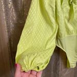 EXPRESS  Neon Yellow Satin Jacquard Balloon Sleeve Bodysuit, S NWT Photo 6