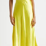 NWT Mille Eloise Ruffle Sleeve Dress Citron Yellow Satin Size Large Photo 0
