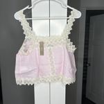 J.Crew NWT Lace-trim Squareneck Tank Top Linen Pink Photo 2