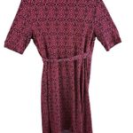 Motherhood Maternity Navy Blue Pink Short Sleeve Jersey Knit Wrap Dress Size S Photo 1