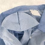 VINTAGE Deadstock 80s 90s Cropped Button Down Shirt Tie Waist‎ Boxy Size XL New Blue Photo 6