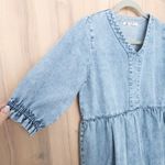Vogue Tex Womens Washed Denim Dress Size M Blue Tiered Cottage Boho Prairie Size M Photo 3