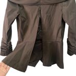 Tadashi Shoji  Womens Sz 4 Jeweled Brown Faux Wrap Taffeta Blouse Back Zip Photo 6