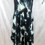 Black blue and white tie dye maxi dress with pockets size small Photo 1