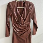 ZARA Brown Leather Mini Dress Photo 0